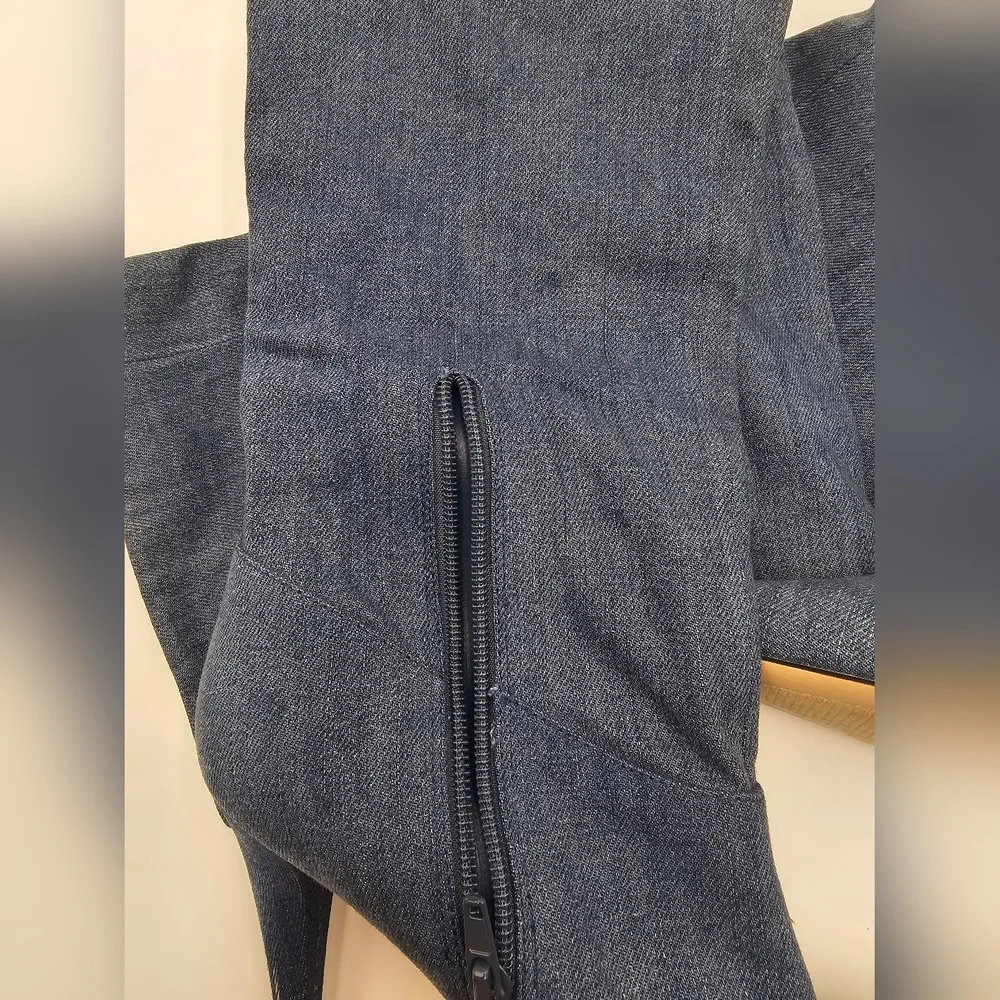Guess Knee High‎ Denim Stiletto Boots Size 7 | Pointed Toe Heels Y2K Retro Style